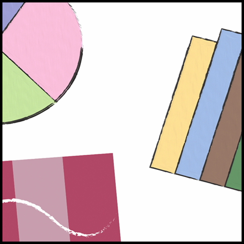 Partial image of a pie chart, bar graph, and line graph.  This is a detail from a still in the video.