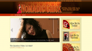 Screenshot of Nomadic Chick's blog, with the header image and title "Nomadic Chick: Putting the Gypsy Back into Travel and Life"