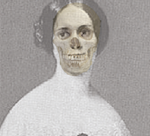 Image of Anna Calhoun Clemson with skull superimposed over it
