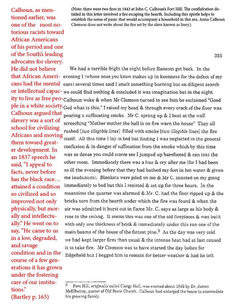 text-heavy image of letter annotated with red block quotations from Bartley