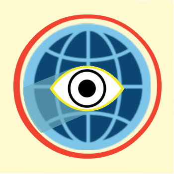image of globe with eye design