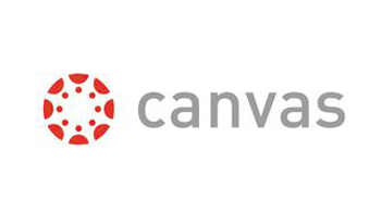 Canvas Learning
                  Management system logo is red circle with dots
                  followed by a grey text, 'canvas'.