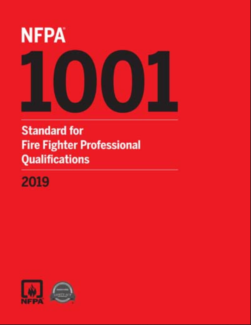 Cover of NFPA 1001:Standard for Firefighter Professional Qualifications a national standard that influences the training and standards firefighters in the US should meet.