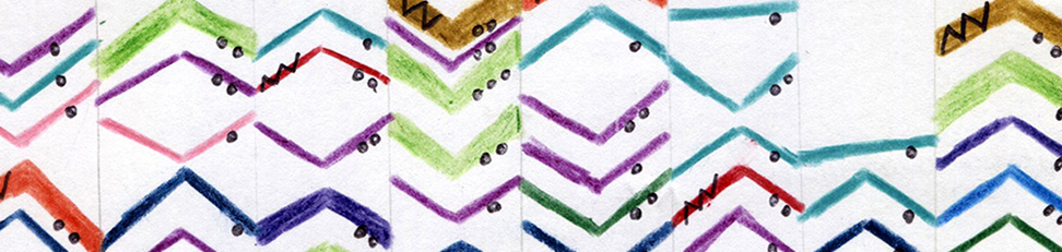 small rectangle with multicolor zigzag lines, from Brittany Lovelace's postcard