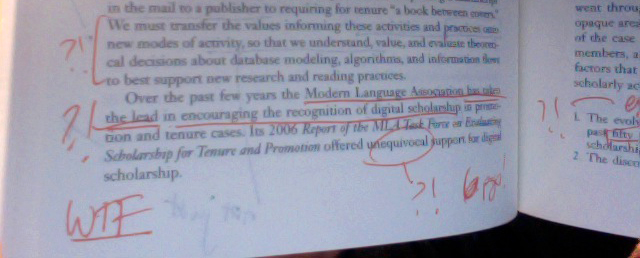My marginalia on reading the introduction to the Profession 2011 issue on evaluating digital scholarship