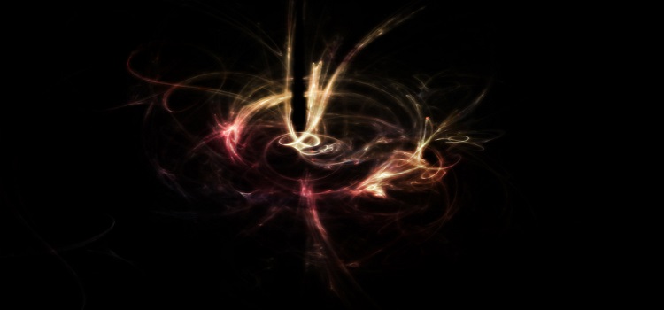 Abstract image of a swirl of red and yellow light