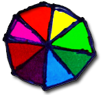 drawing of a rainbow pinwheel