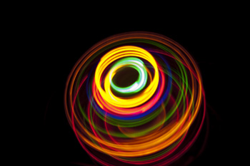a spinning neon wheel
