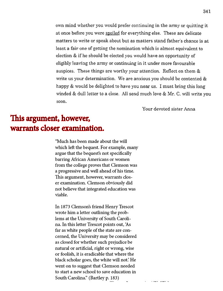 text-heavy image of letter annoted with block quotation from Bartley and the phrase, 'This argument, however, warrants closer examination.