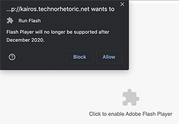 Error: Flash Player will no longer be supported after December 2020
