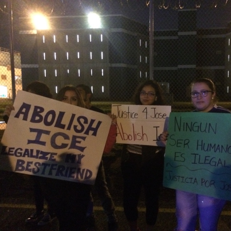 activists protesting outside of the Essex County Detention Center in New Jersey.