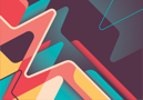 An abstract header image, with jagged shapes resembling sound waves in pink, blue, and yellow