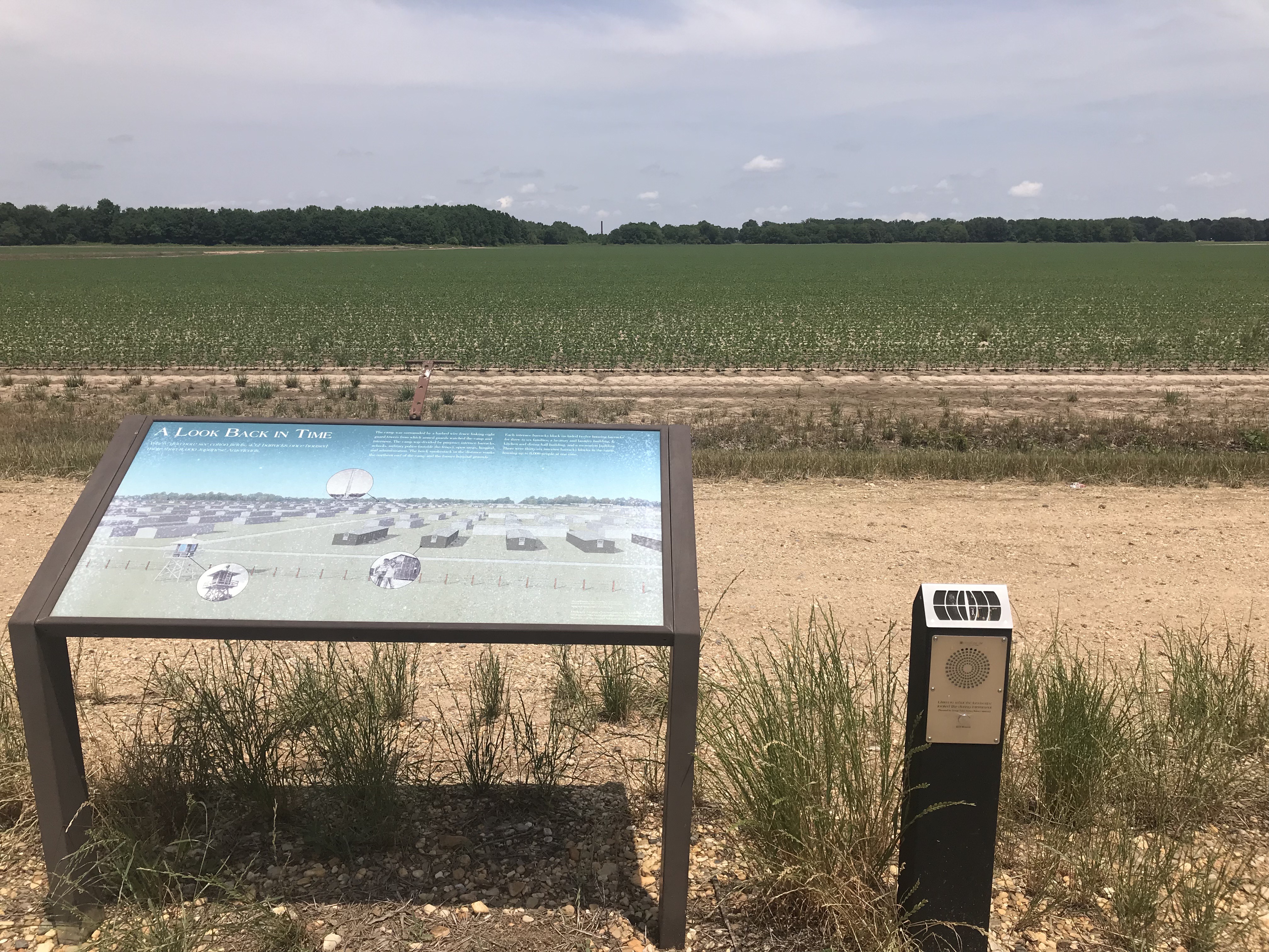 Informational panel and audio kiosk at Rohwer