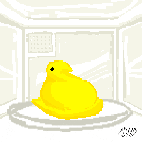 Yellow Peep exploding in the microwave