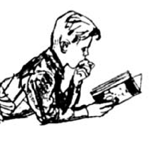 drawing of a boy lying down and reading