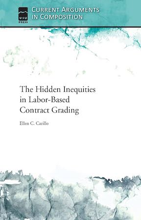 Cover of Carillo's book: turquoise watercolor cracked concrete pattern with title and author text