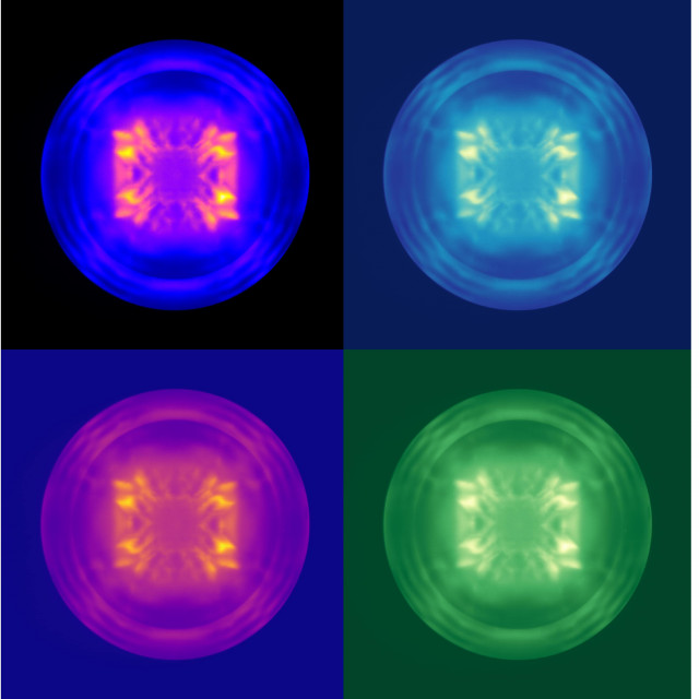An image of radiation being scattered through a crystal.