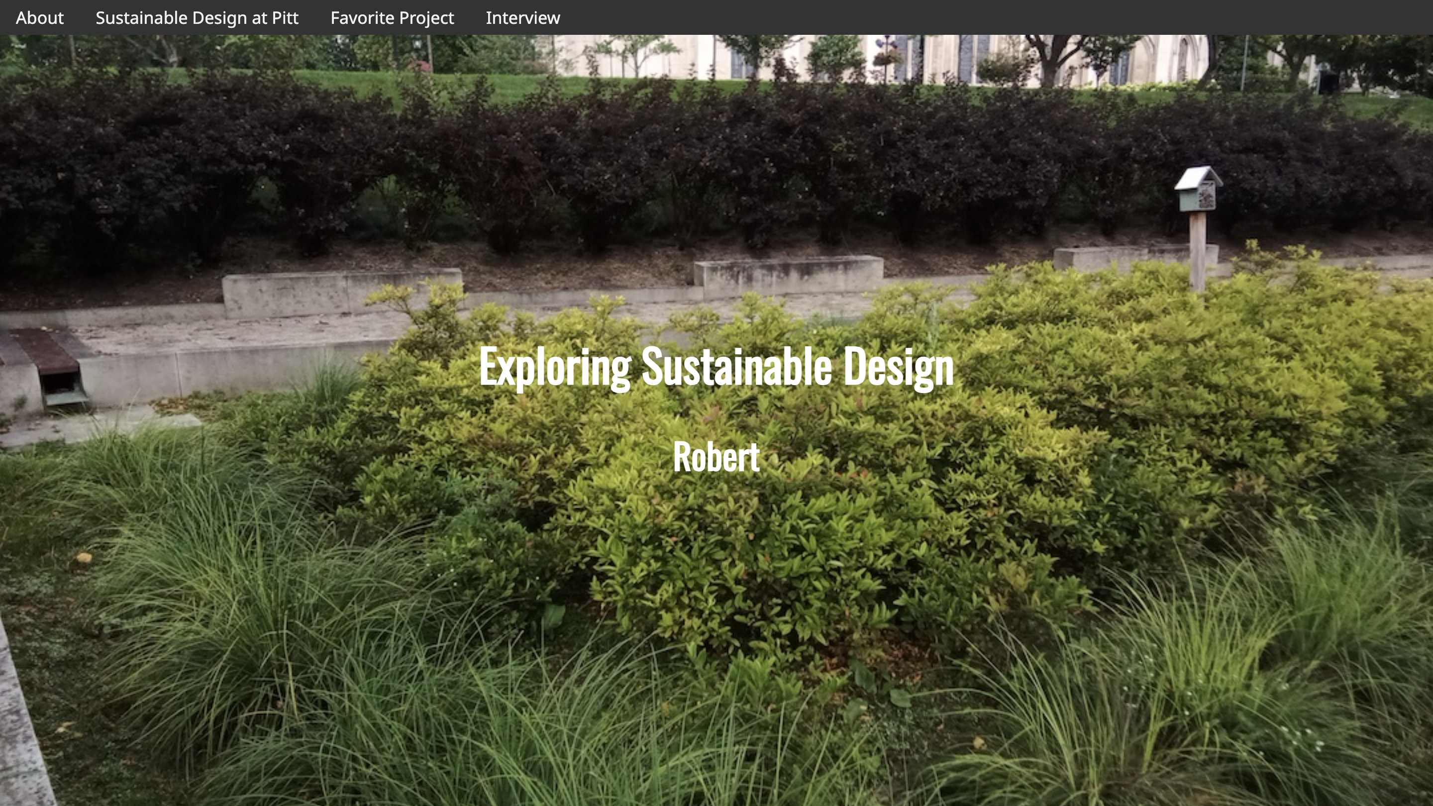 screenshot of Robert's website, featuring a rooftop garden